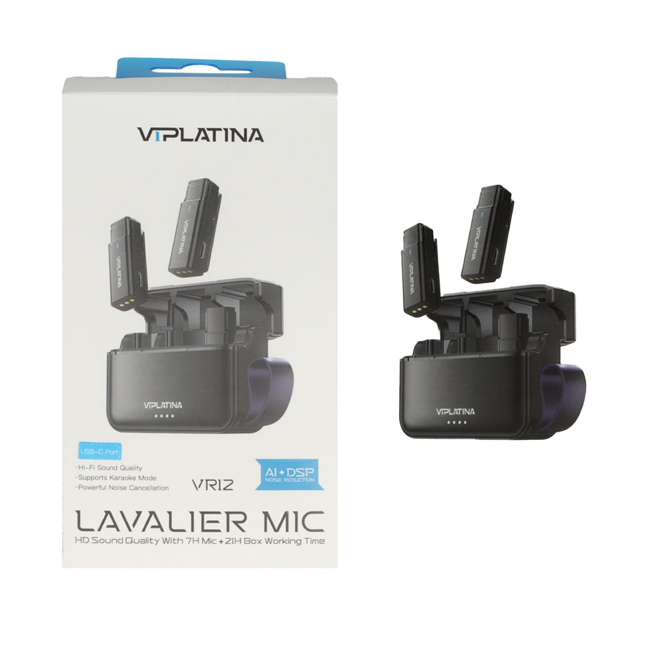 میکروفون بی سیم VIPLATINA Type-C مدل VR12 - مشکی (گارانتی 18 ماه تعویض نیکان همراه)
